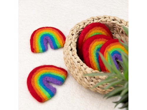 Classic Felt Rainbow with Red Base - Felt and Yarn