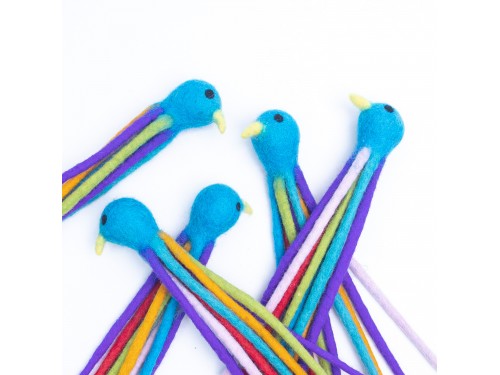 Felt Bird Rattle Cat Toy – Handmade Wool | Pack of 5+