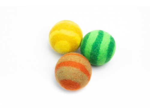 Felt Striped Balls – Handmade Cat Toy | Pack of 5+