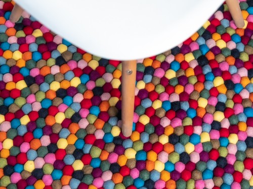 Multicolor Round Felt Ball Rug