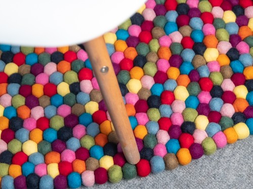 Multicolor Round Felt Ball Rug