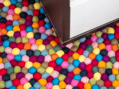 Multicolor Round Felt Ball Rug