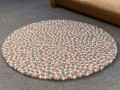 Whimsical Pastel Felt Ball Rug - Felt and Yarn