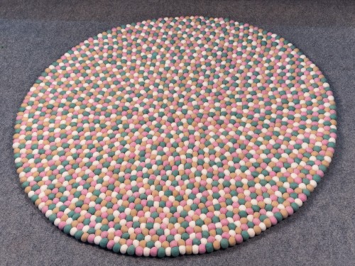 Whimsical Pastel Felt Ball Rug