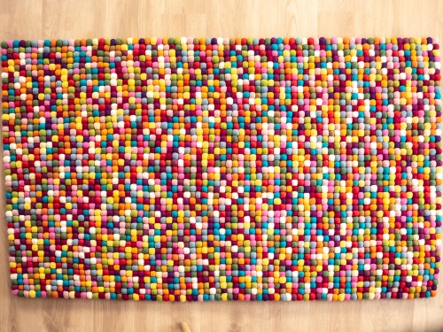 Multicolor Felt Ball Rectangular Rug