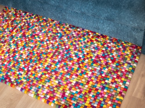 Multicolor Felt Ball Rectangular Rug
