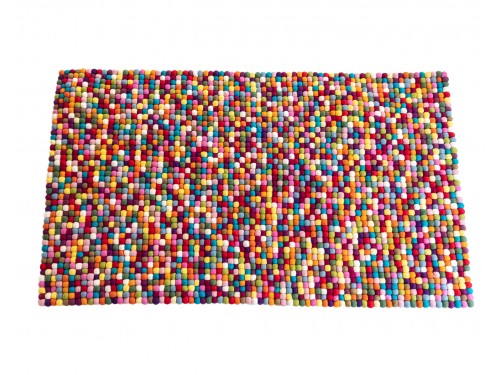 Multicolor Felt Ball Rectangular Rug