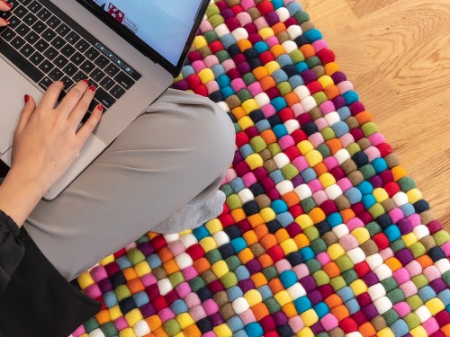 Multicolor Felt Ball Rectangular Rug