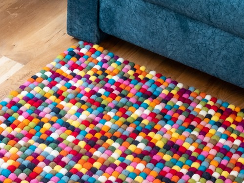 Multicolor Felt Ball Rectangular Rug
