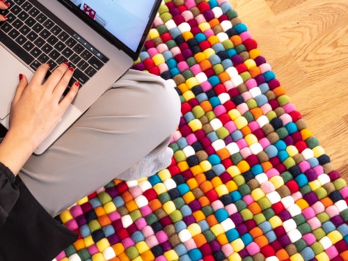 Multicolor Felt Ball Rectangular Rug