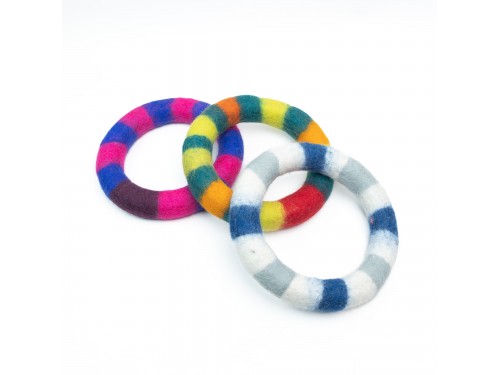 Wholesale Striped Wool Felt Dog Chew Ring Pack
