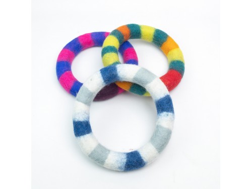 Striped Felt Chew Ring – Handmade Dog Toy | Pack of 5+