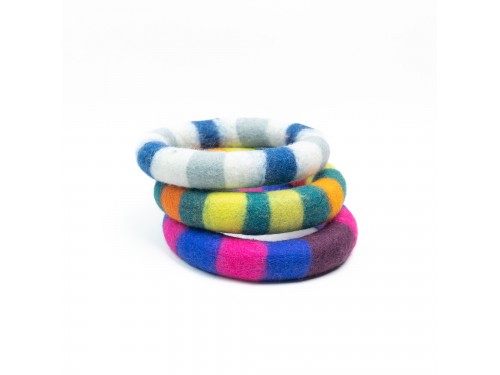 Wholesale Striped Wool Felt Dog Chew Ring Pack