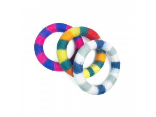 Wholesale Striped Wool Felt Dog Chew Ring Pack