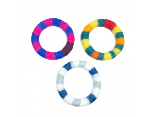 Striped Felt Chew Ring – Handmade Dog Toy | Pack of 5+