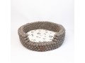 Brown Felt Ball Dog Bed with Removable Cushion