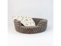 Brown Felt Ball Dog Bed with Removable Cushion