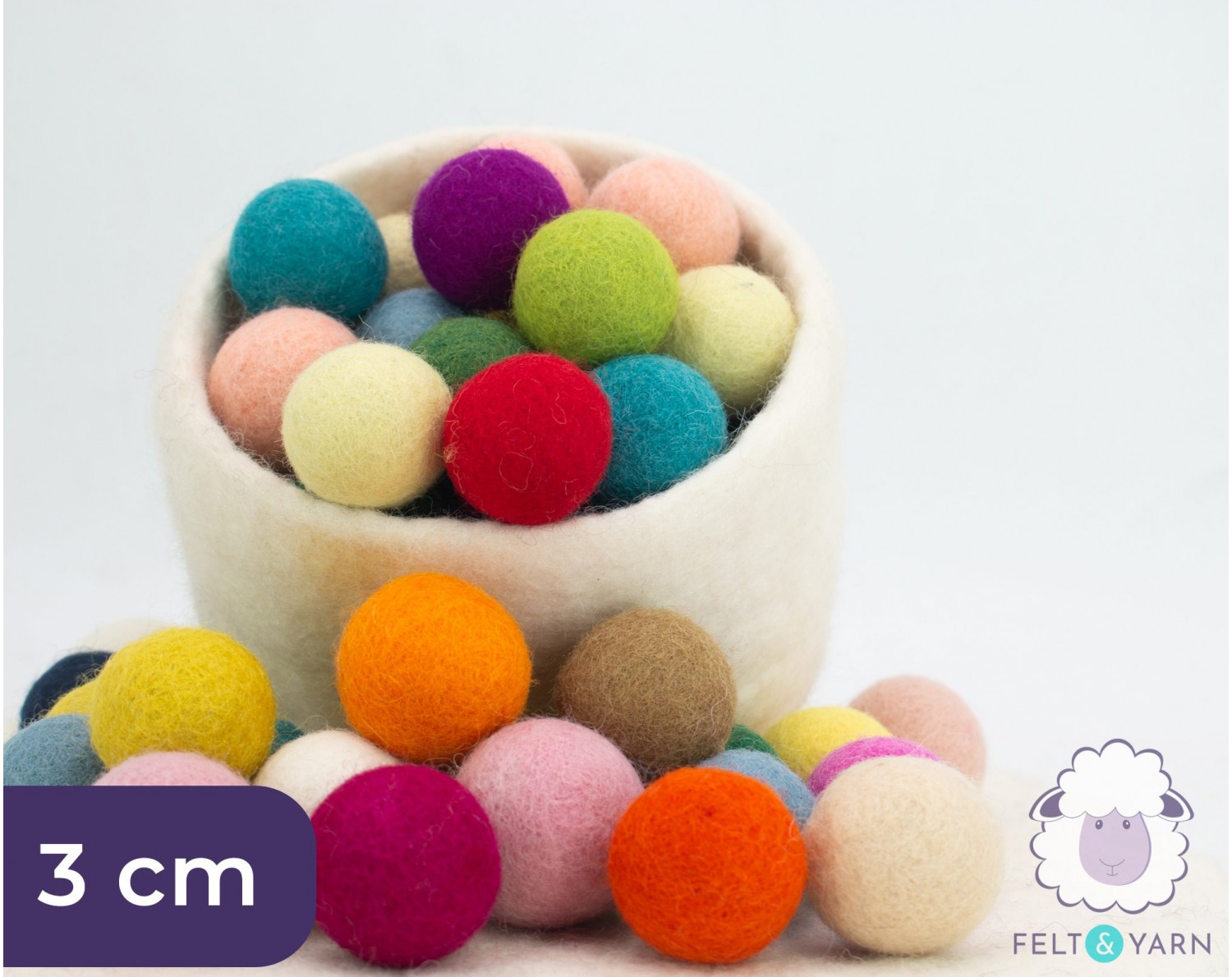 3cm Wholesale Felt Balls [100 Colors] - Felt & Yarn