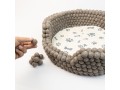 Brown Felt Ball Dog Bed with Removable Cushion