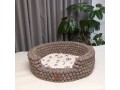 Brown Felt Ball Dog Bed with Removable Cushion