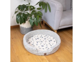 Minimalist Grey Felt Ball Dog Bed – Handmade Wool - Felt and Yarn