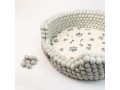 Grey Felt Ball Dog Bed with Removable Cushion