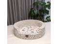 Grey Felt Ball Dog Bed with Removable Cushion