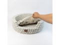 Grey Felt Ball Dog Bed with Removable Cushion