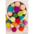 Handmade Wool Felt Balls, 3cm Diameter, SOLID colors, Set of 20