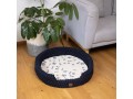 Navy Blue Felt Ball Dog Bed – Handmade Wool