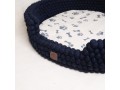 Navy Blue Felt Ball Dog Bed – Handmade Wool