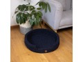 Navy Blue Felt Ball Dog Bed – Handmade Wool
