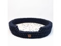 Navy Blue Felt Ball Dog Bed – Handmade Wool