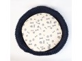Navy Blue Felt Ball Dog Bed – Handmade Wool