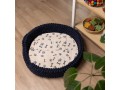 Navy Blue Felt Ball Dog Bed – Handmade Wool