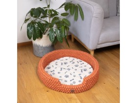 Orange Felt Ball Dog Bed – Handmade Wool