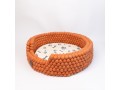 Orange Felt Ball Dog Bed with Removable Cushion