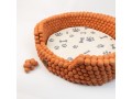 Orange Felt Ball Dog Bed with Removable Cushion