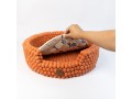 Orange Felt Ball Dog Bed with Removable Cushion
