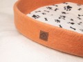 Orange Felt Dog Bed with Removable Paw Cushion