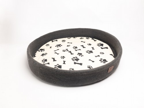Dark Grey Felt Dog Bed | Removable Cushion