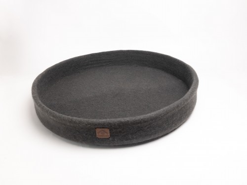 Dark Grey Felt Dog Bed | Removable Cushion
