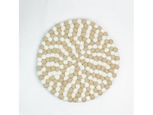White and Cream Felt Ball Rug