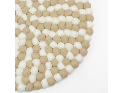 White and Cream Felt Ball Rug