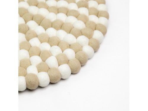 White and Cream Felt Ball Rug