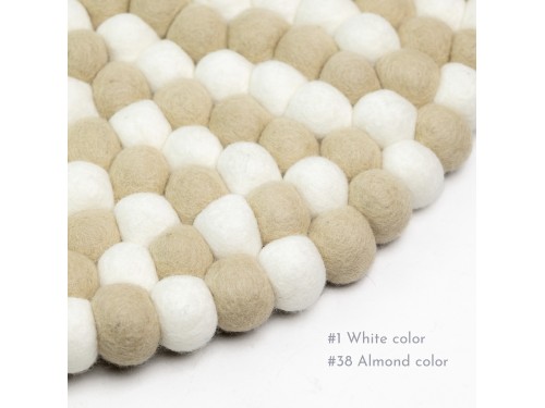 White and Cream Felt Ball Rug
