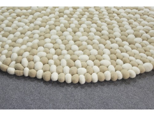 White and Cream Felt Ball Rug