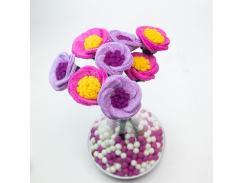 30cm Bulk Wool Felt Anemone Artificial Flowers