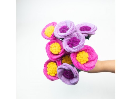 30cm Bulk Wool Felt Anemone Artificial Flowers - Felt and Yarn