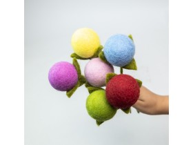 Bulk Handmade Felt Pom Pom Ball Flowers for Decor - Felt and Yarn